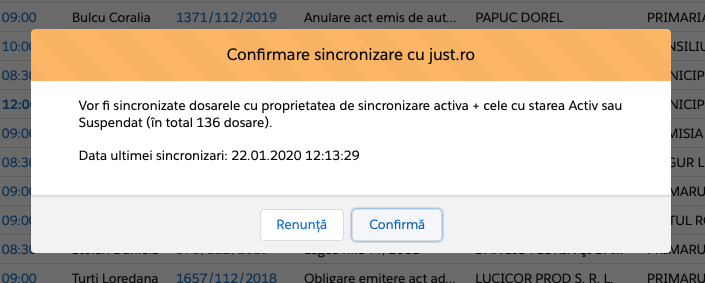 Sincrinizare dosare cu just.ro